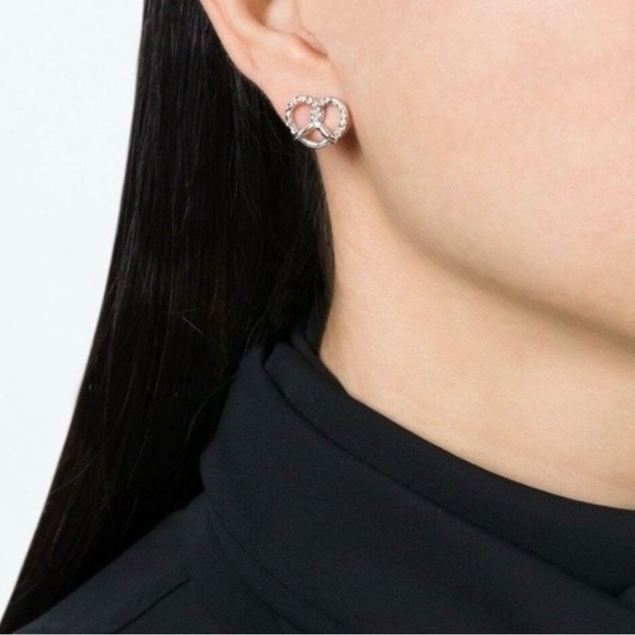 Marc Jacobs Silver Pretzel Stud Earrings with Crystals - Picture 3 of 4